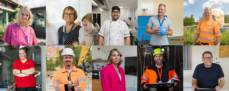 Ett kollage med tio människor som ler in i kameran