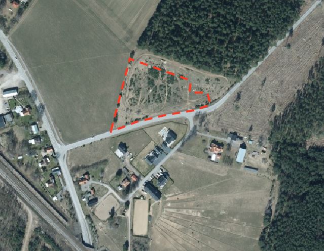 Planområdet inom rödmarkerad yta