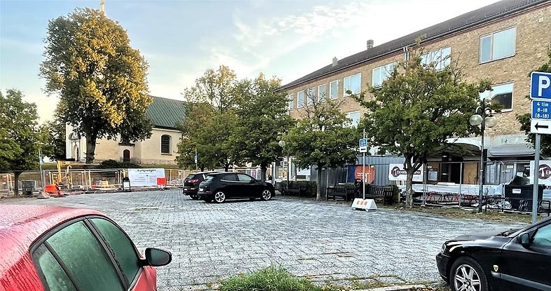 Tillfälliga parkeringar på Stora torget i Mjölby