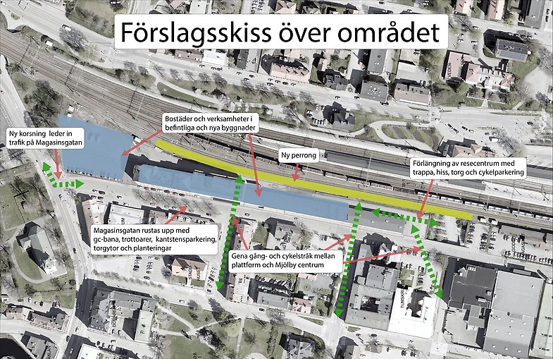 Planområdet i rödstreckat
