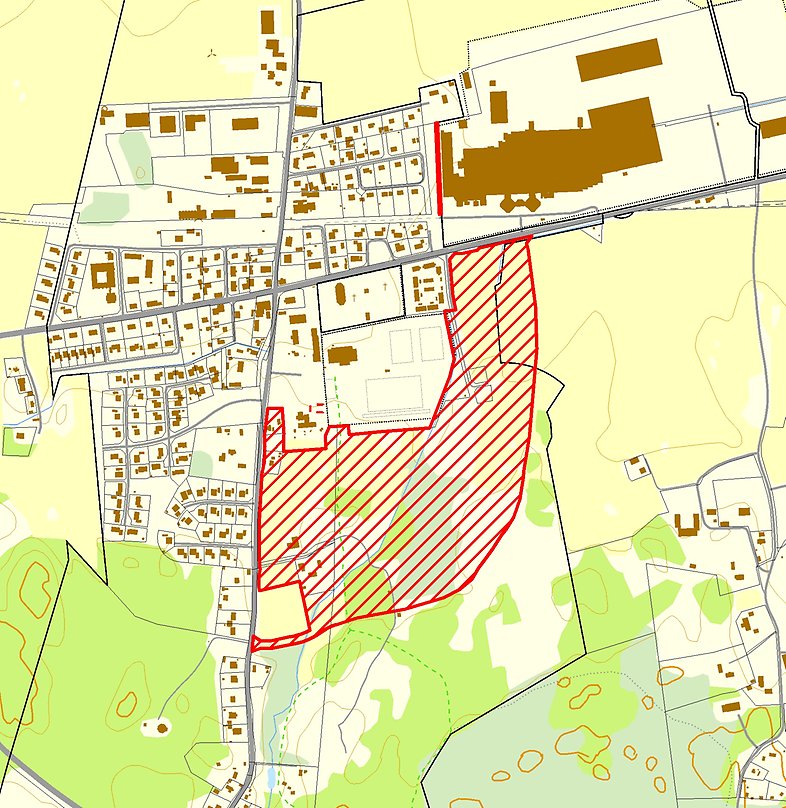 Planområdet omfattar ett område från Vallsbergsvägen i väster och mot nordost upp till Väderstad AB