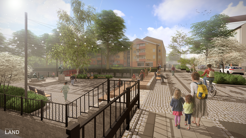 Illustration över Smedsholmen efter ombyggnationen
